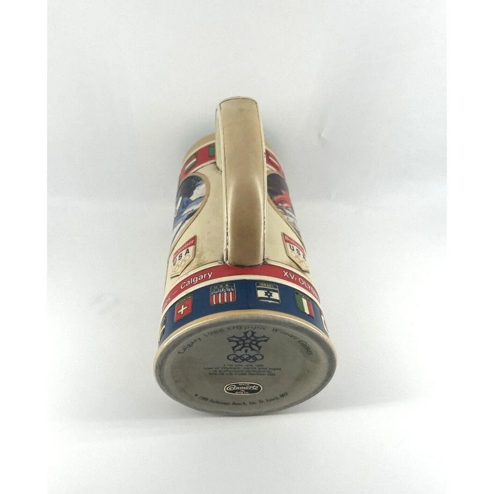 Vintage Budweiser U.S.A Calgary 1988 Olympic Winter Games Beer Mug Stein‎